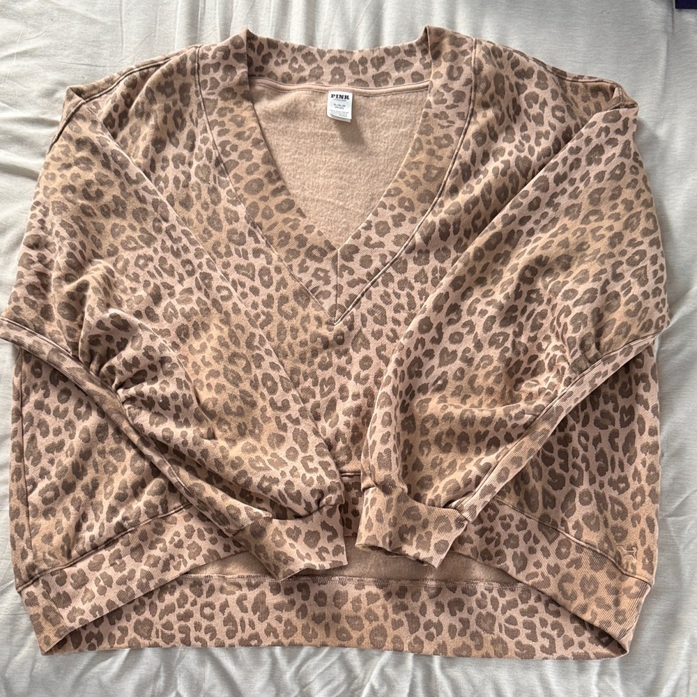 Victoria's Secret Tan Leopard V-Neck Sweater